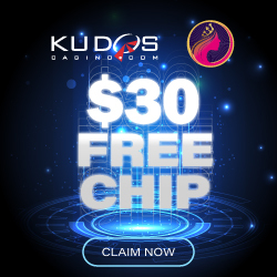 $30 Free Chip to play at Kudos Casino for free and win real money + activate the time sensitive promo codes listed in the graphic above ⬆