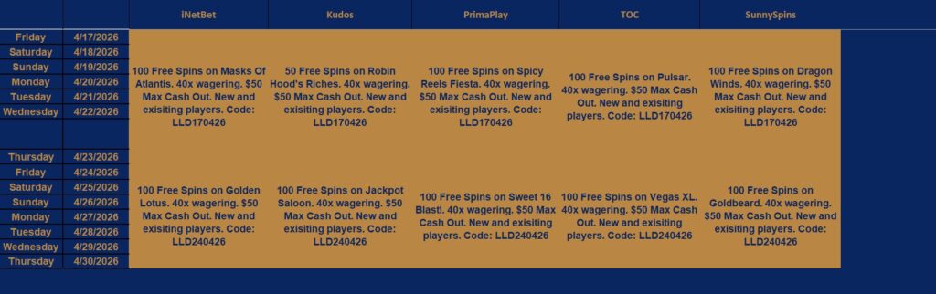 Second half April 26 bonus codes