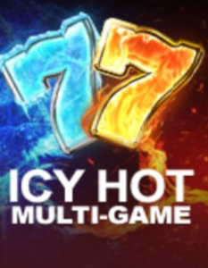 Sunny Logo for 'ICY HOT MULTI-GAME' with blue and orange flaming numbers and bold white text.
